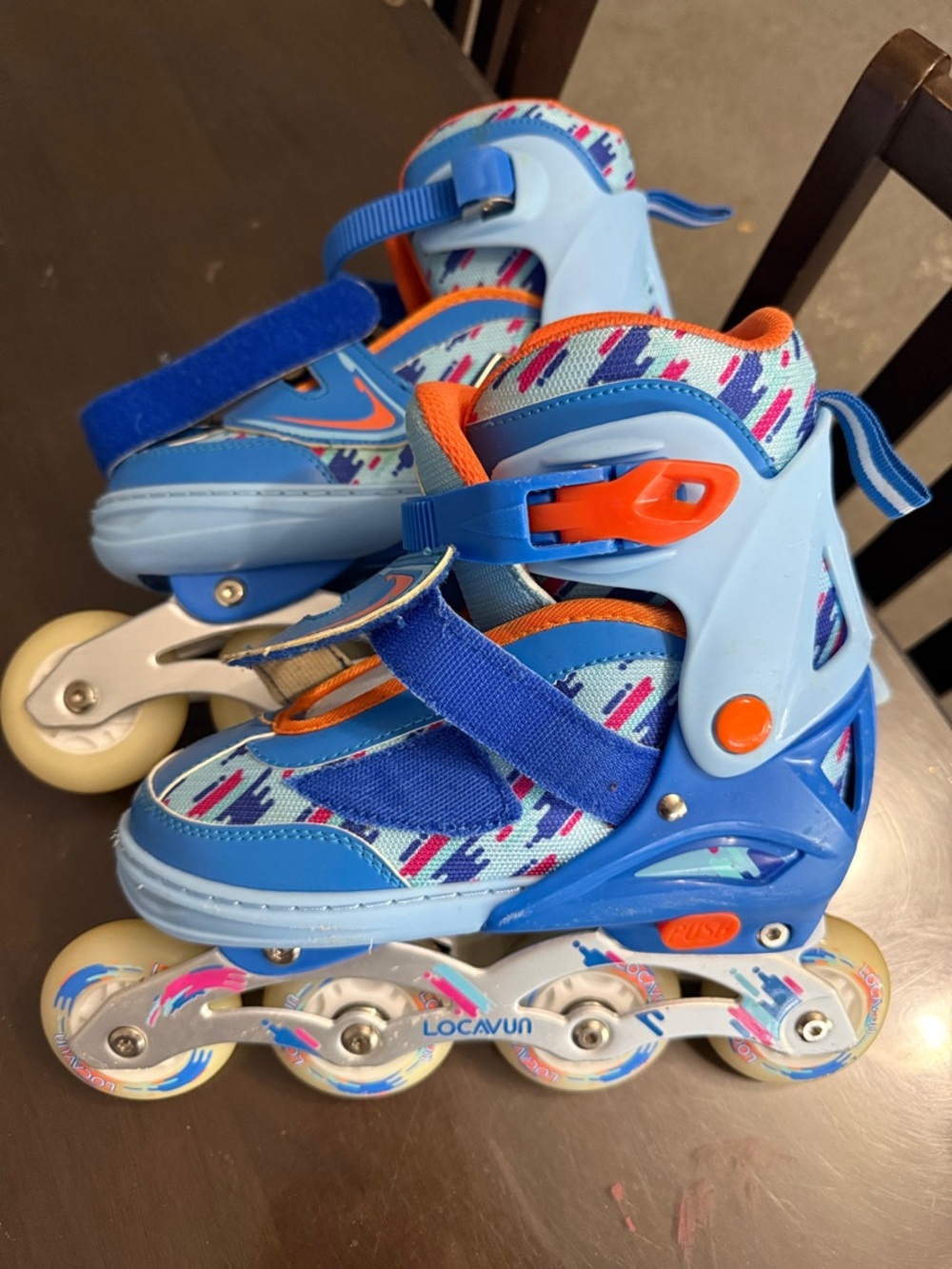 Blue Kids Adjustable Inline Skates with Multicolor Accents medium  1 y-4y